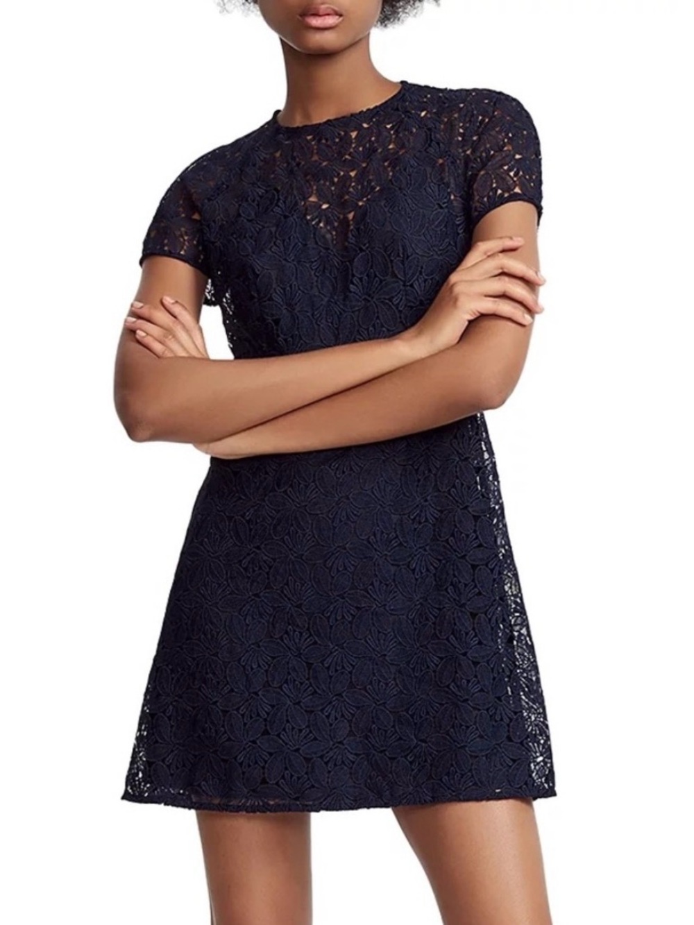 MAJE Repiz Lace A-Line Mini Dress MAJE Navy Floral Size 2